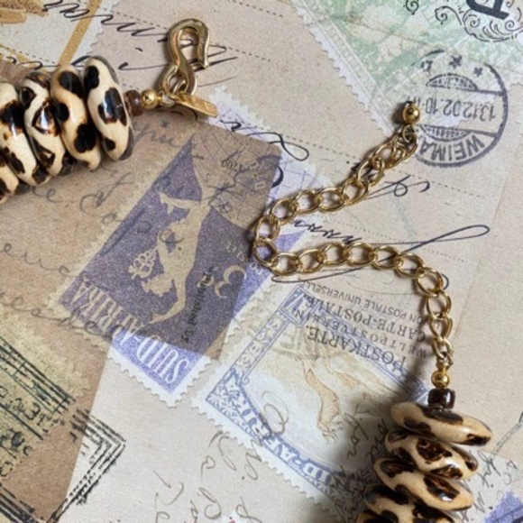 VTG KENNETH LANE Cheetah Bead Necklace - Picture 3 of 10